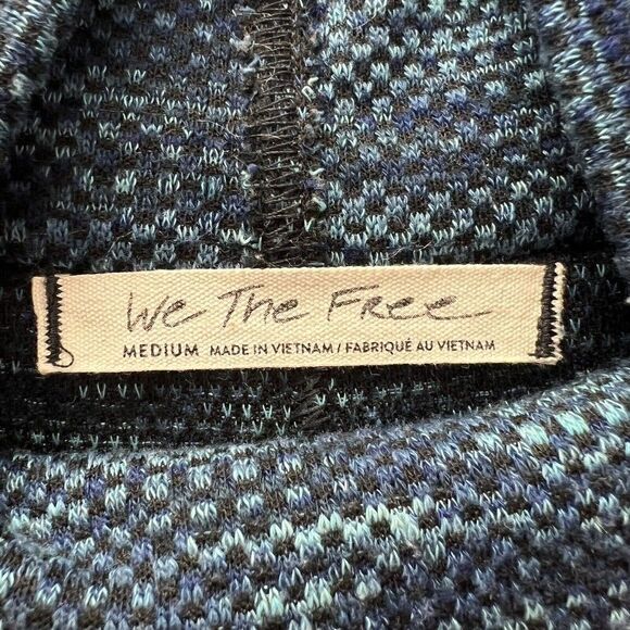We The Free Free People Sunny Days Blue Kimono Sleeve Mock Neck Sweater M - Picture 7 of 11